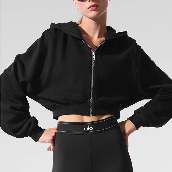 ALO Yoga Tops - Alo Yoga Sweet Escape Zip Up Hoodie Size Small NWT - Black